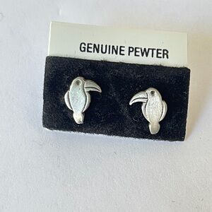 3 for $10 🩷 Bundle Genuine Pewter Toucan Stud Earrings Tropical Bird